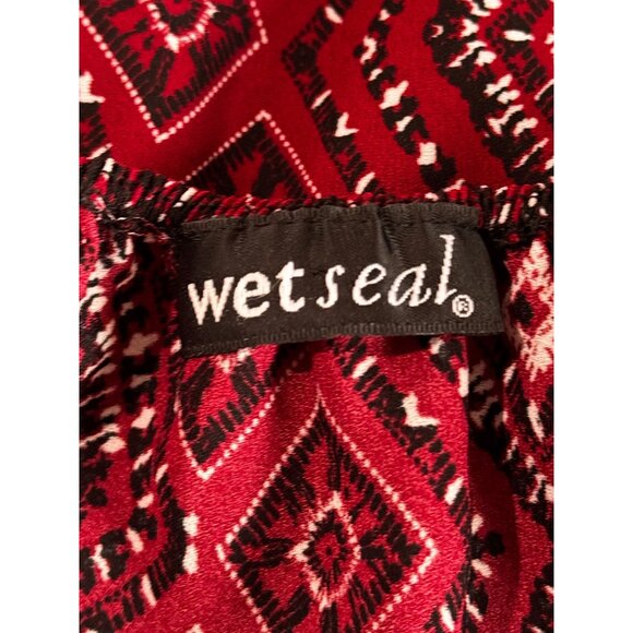 Wet Seal Womens Red & White Boho Off-Shoulder Ruffle Top Size M - Picture 2 of 6
